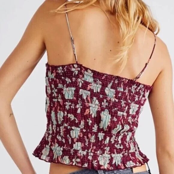 Free People Hand Printed Meridian Corset Top Fp One L NEW - Picture 2 of 3